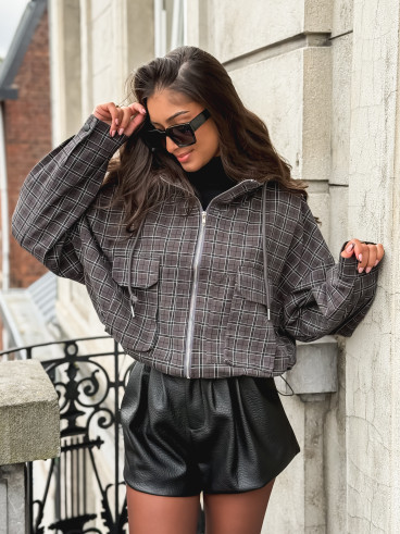 Veste à carreaux Aubélia - Gris