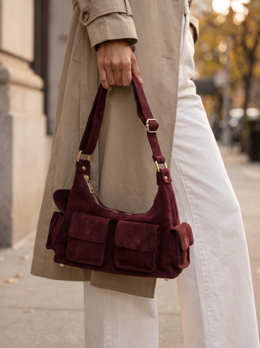 Sac en suédine Manola - Bordeaux