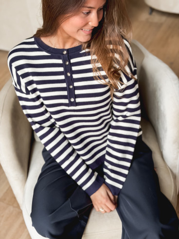 Pull ligné Kalia - Bleu marine Pull ligné Kalia - Bleu marine