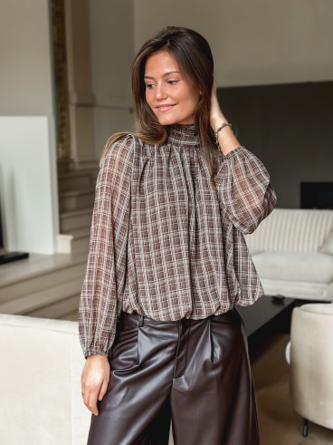 Blouse à carreaux Melda - Chocolat