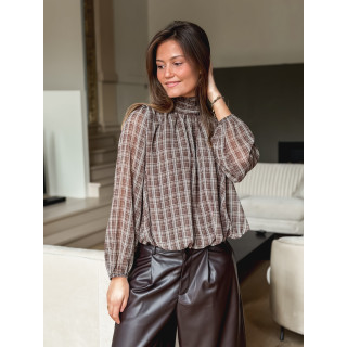 Blouse à carreaux Melda - Chocolat