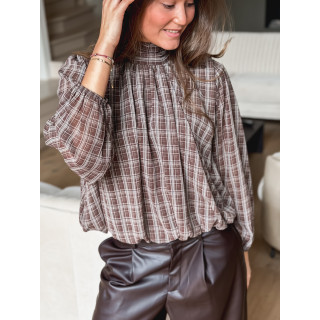 Blouse à carreaux Melda - Chocolat
