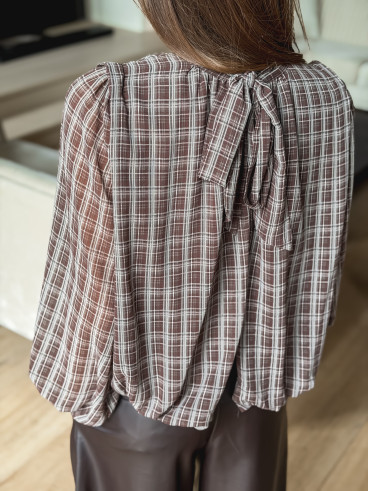 Blouse à carreaux Melda - Chocolat