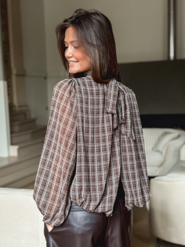 Blouse à carreaux Melda - Chocolat