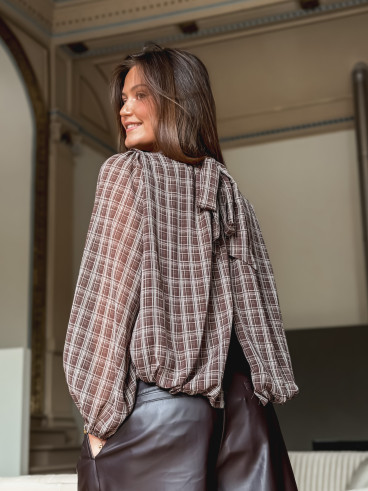 Blouse à carreaux Melda - Chocolat