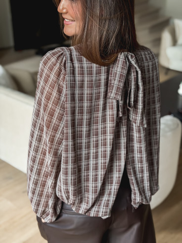 Blouse à carreaux Melda - Chocolat