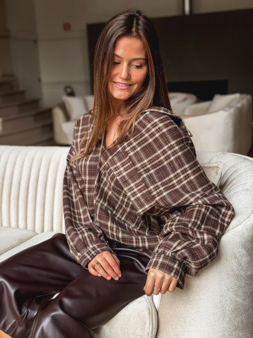 Chemise à carreaux Alexine - Marron