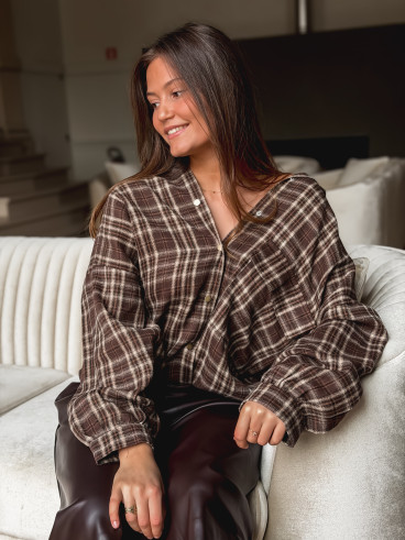 Chemise à carreaux Alexine - Marron