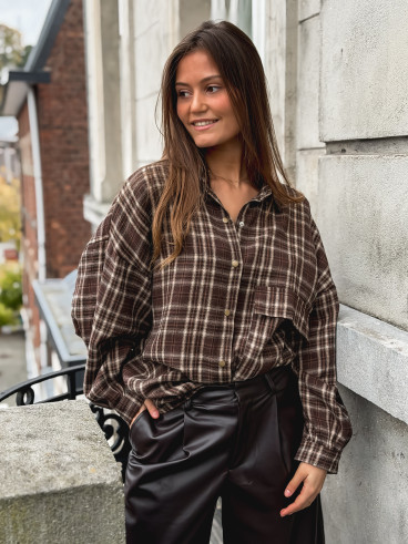 Chemise à carreaux Alexine - Marron