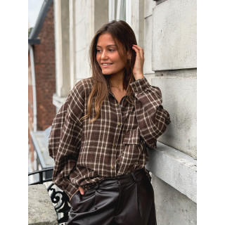 Chemise à carreaux Alexine - Marron