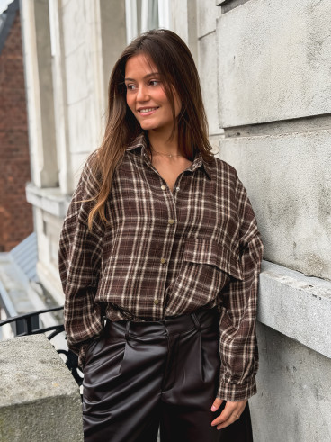Chemise à carreaux Alexine - Marron
