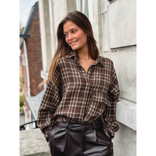 Chemise à carreaux Alexine - Marron