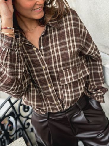Chemise à carreaux Alexine - Marron