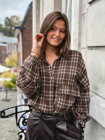 Chemise à carreaux Alexine - Marron