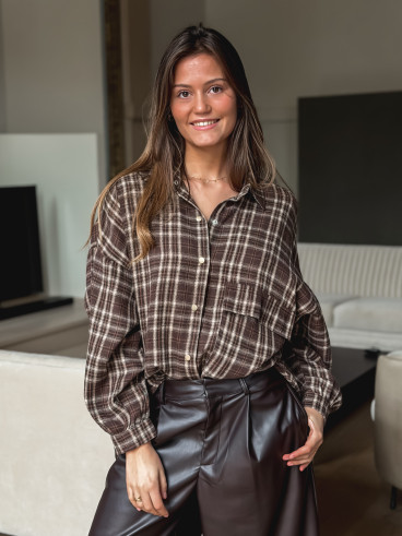 Chemise à carreaux Alexine - Marron