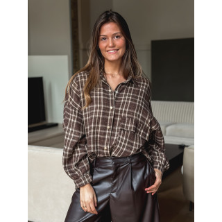 Chemise à carreaux Alexine - Marron