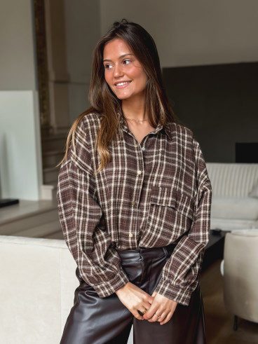 Chemise à carreaux Alexine - Marron