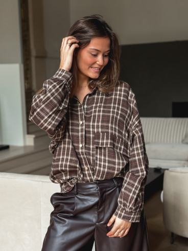 Chemise à carreaux Alexine - Marron