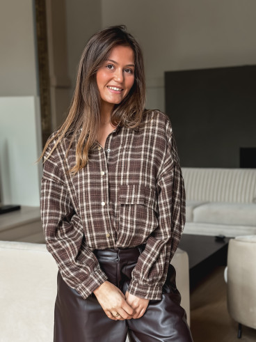 Chemise à carreaux Alexine - Marron