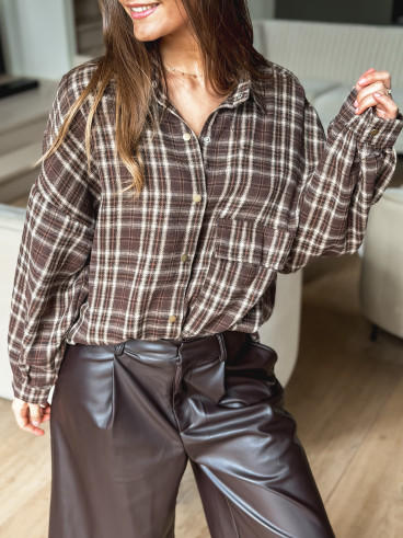 Chemise à carreaux Alexine - Marron