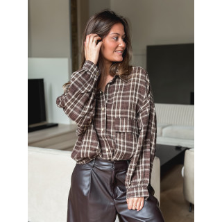 Chemise à carreaux Alexine - Marron