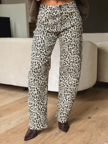 Jeans léopard Maryam - Beige