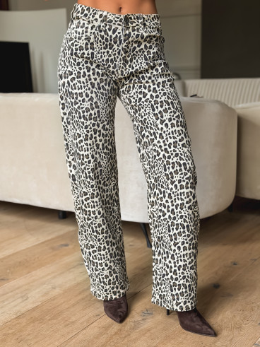 Jeans léopard Maryam - Beige