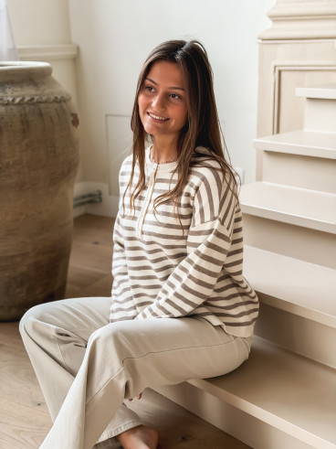 Pull ligné Kalia - Beige/Taupe