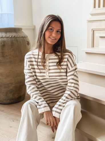 Pull ligné Kalia - Beige/Taupe
