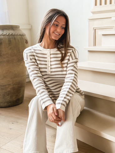 Pull ligné Kalia - Beige/Taupe