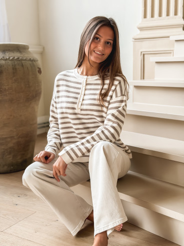 Pull ligné Kalia - Beige/Taupe