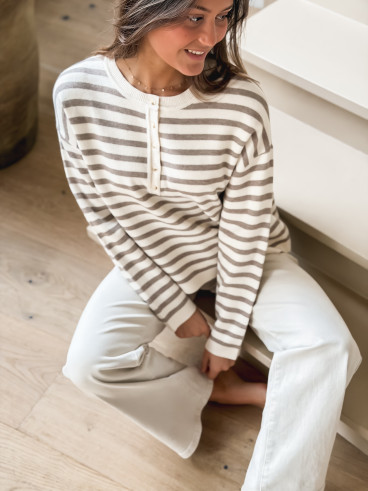 Pull ligné Kalia - Beige/Taupe