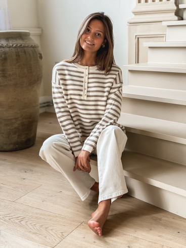 Pull ligné Kalia - Beige/Taupe