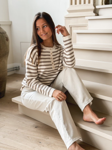 Pull ligné Kalia - Beige/Taupe