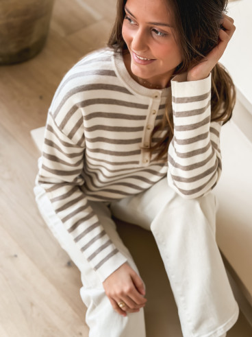 Pull ligné Kalia - Beige/Taupe