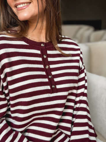 Pull ligné Kalia - Bordeaux