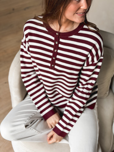 Pull ligné Kalia - Bordeaux
