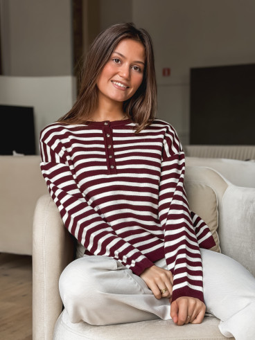 Pull ligné Kalia - Bordeaux
