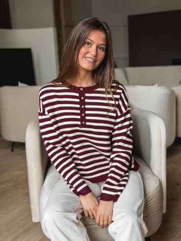 Pull ligné Kalia - Bordeaux