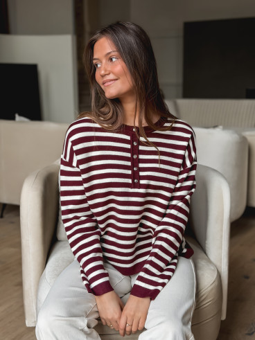 Pull ligné Kalia - Bordeaux