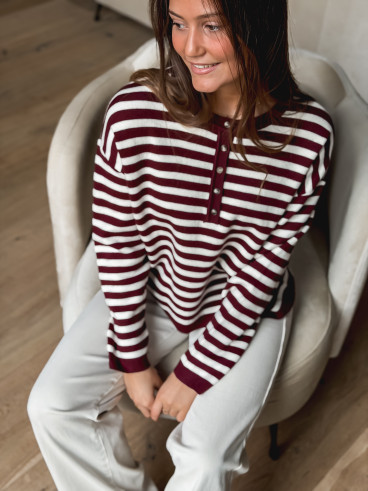 Pull ligné Kalia - Bordeaux