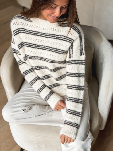 Pull ligné Sorraline - Beige/Chocolat