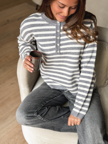 Pull ligné Kalia - Gris/Beige