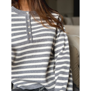 Pull ligné Kalia - Gris/Beige