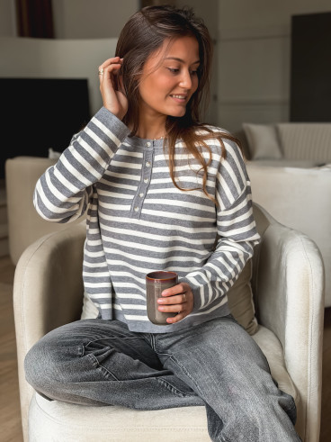 Pull ligné Kalia - Gris/Beige