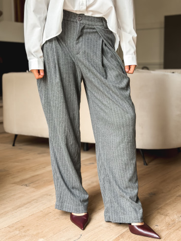 Pantalon ligné Justine - Gris