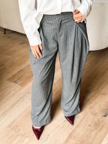 Pantalon ligné Justine - Gris