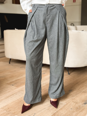 Pantalon ligné Justine - Gris