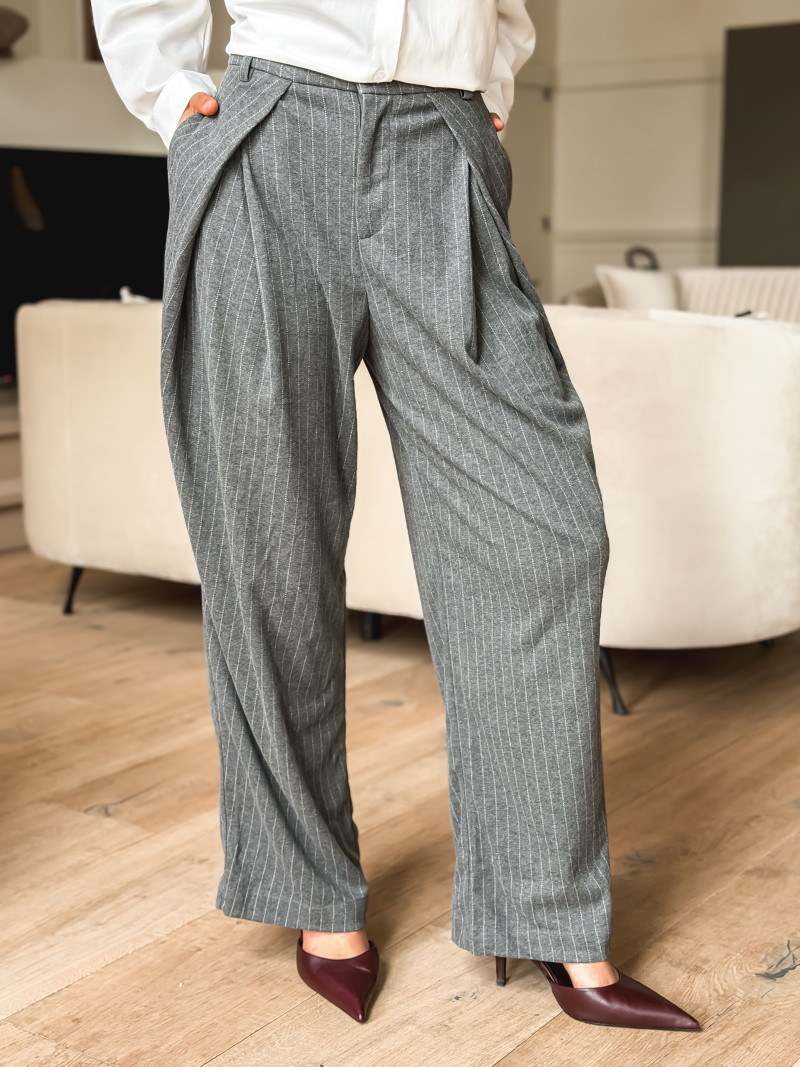 Pantalon ligné Justine - Gris