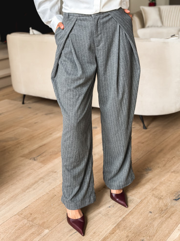 Pantalon ligné Justine - Gris